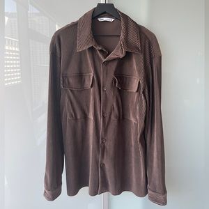 Brown Pleated Shirt - Size XL